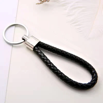 Braided PU Leather Cord Strap Keychain Strap Key Holder Weave Rope Car Keyring - Image 1 of 3