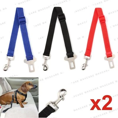 BRISTA 2x DOG PET CAR SAFETY SEAT BELT HARNESS RESTRAINT ADJUSTABLE LEAD TRAVEL CLIP