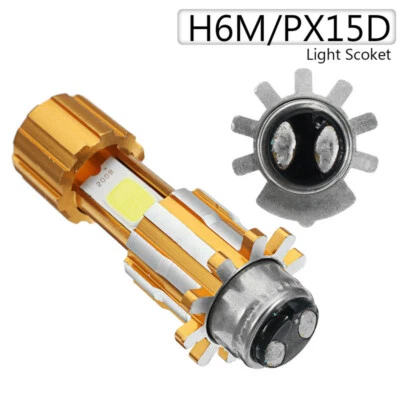 2X H6M PX15d LED Motorcycle Headlight Bulb COB LED P15D25-1 Hi/Lo Lamp Scooter - Image 1 of 4