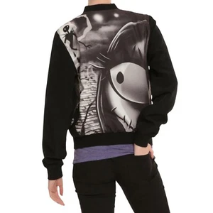 Nightmare Before Christmas Bomber Jacket Medium Halloween Zip Up Black 1676 - Picture 1 of 11