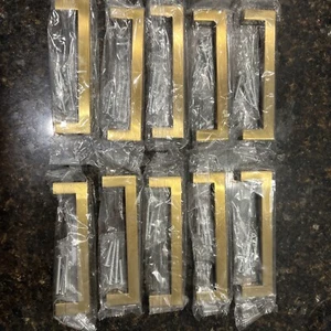 OYX 10er Pack 5" OC lang, gebürstetes Gold Schrankgriffe, Messing Schubladengriffe. - Bild 1 von 5