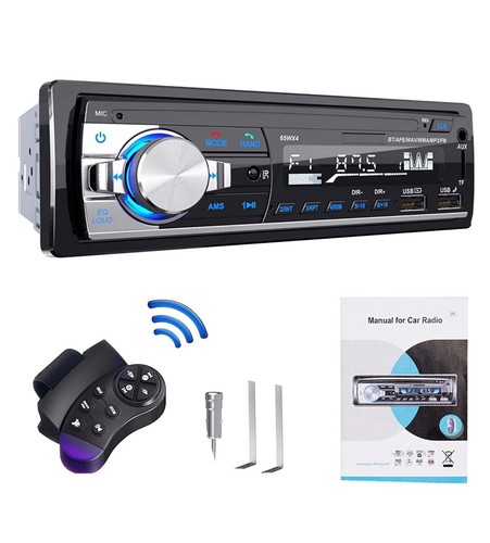 Autorradio Bluetooth Coche RDS 4x65W 1 DIN FM MP3 Dos Puertos USB Control Remoto