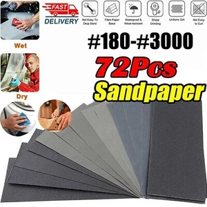 72 Wet Dry Sandpaper 120 150 400 600 800 1000 1500 2000 3000 Grit Assorted Wood - Picture 1 of 23