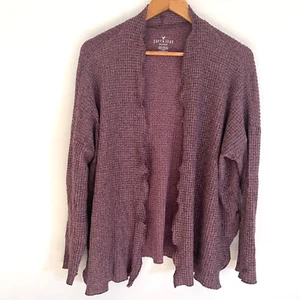 American Eagle Soft & Sexy Plush Purple Waffle Knit Open Front Cardigan Size L - Picture 1 of 3