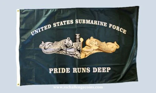 Submarine Force Warfare Insignia 3'x5' Flag Dolphins Pride Runs Deep EXCLUSIVE - Image 1 of 1