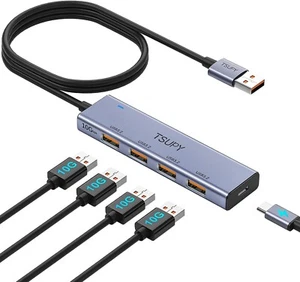 USB Hub 3.2 USB Splitter 10gbps 4 USB 3.2 Ports mit 4ft Verlängerungskabelultrasli - Bild 1 von 9