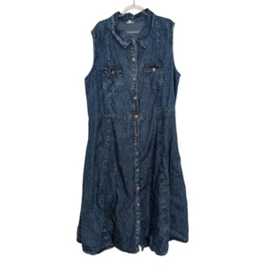 Kings Road Denim Midi Shirt Kleid Damen Größe 3X Boho leicht ärmellos - Bild 1 von 10