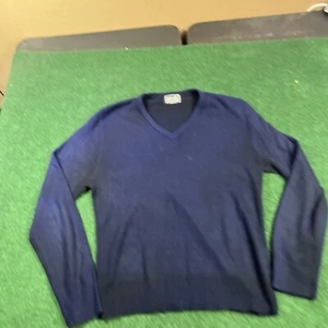 Bernette Mens Large Sweater Vest Navy Blue Golf Argyle V-Neck - Picture 1 of 10