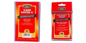 50 Card Saver 4 Thick Cards Holder  & 100 Super Premium Soft Sleeves Fast Ship - Picture 1 of 7