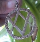 Vintage LARGE Sterling Silver Masonic Compass & Square Pendant - hand made
