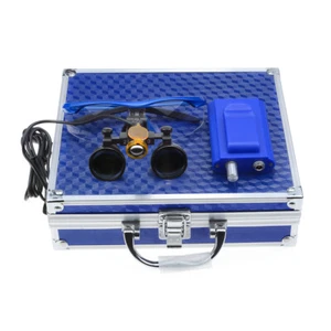 2.5X Surgical Binocular Loupes & 3W LED Headlight & Blue Aluminum Box DY-003 - Picture 1 of 23