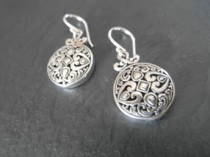 Balinese genuine 925 sterling silver BOHO earrings - Picture 1 of 2