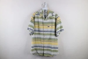 Vintage 90s Guess Mens Medium Spell Out Striped Color Block Button Shirt USA - Picture 1 of 12