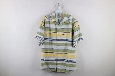 Vintage 90s Guess Mens Medium Spell Out Striped Color Block Button Shirt USA - Image 1 of 4
