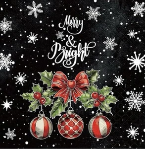 ALMOST FREE SHIPPING 2 Christmas Decoupage Paper Napkins (Merry & Bright) - Picture 1 of 2