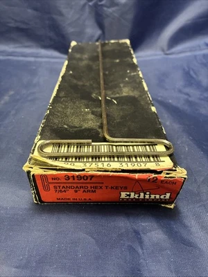 Eklind 31907 7/64” Standard Grip 9” Arm Hex T Keys - Lot of 8 NOS - Image 1 of 4
