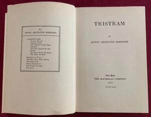 Edwin Arlington Robinson 'Tristram' 1927 Printing American Poetry Nobel Prize - Imagen 1 de 6