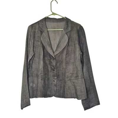 Chaqueta Blazer Babette Rayón Gris Oliva Manga Larga Para Mujer M Transparente Peplum Oficina Foto 1 de 4