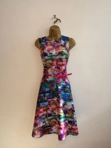 Beautiful Joseph Ribkoff Colourful Fit And Flare Dress With Belt Size 10 - Picture 1 of 8