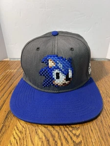 Sonic The Hedgehog Don't Blink Hat Snapback Blue & Gray Cap Embroidered - Picture 1 of 12