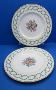 WEDGWOOD Bone China FAIRFORD (2) 10 3/4" Dinner Plates Pink Floral Blue Garland - Picture 1 of 4