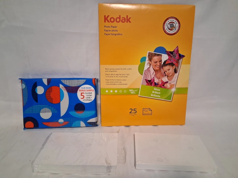 Kodak  & HP Glossy Photo Paper Lot 8"×10",  HP 4"x6", & 5"×7" with Envelopes - Image 1 of 4