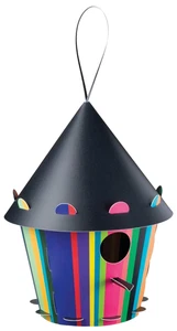 Bird House Kit Handmade Do It Yourself Recyclable Tweet Tweet Home Cone Stripes - Picture 1 of 12