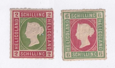 MATT'S STAMPS SCOTT HELIGOLAND #3-#4 QUEEN VICTORIA 1867-68 ISSUES, MH CV$40 - Image 1 of 3