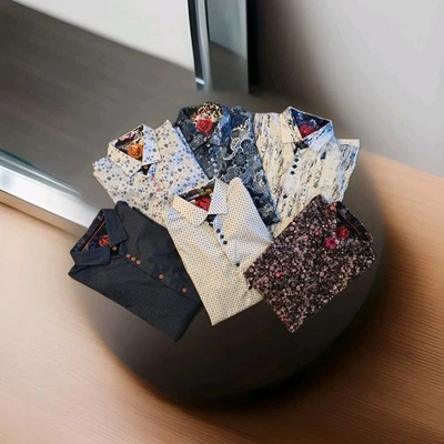 Au Noir Button Up Dress Shirt Mens AOP Cotton Stretch Performance Casual Choose  - Image 1 of 4