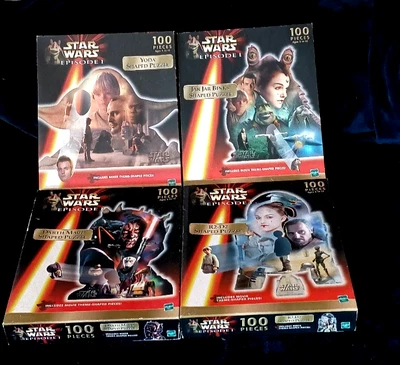 VINTAGE 1999 Star Wars 100 piece puzzle LOT OF 4 Episode 1  Shaped Puzzles - Image 1 of 4