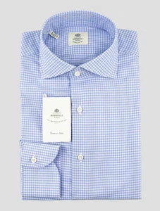 NEU LUIGI BORRELLI HELLBLAU WEISS BAUMWOLLE SHIRT US 15,5 - EU 39 B2V16 - Bild 1 von 3