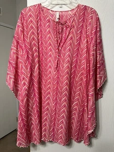Vix by Paula Hermanny Pink Chevron Pattern Beaded Embellishment Swim Cover XS S - Picture 1 of 9