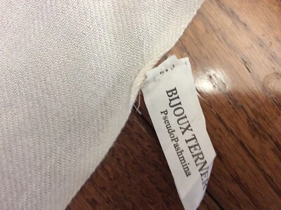 Bijoux Terner Off White Pashmina Shawl Scarf Fringe Scarf 30" x 75". (c11-9) - Image 1 of 4