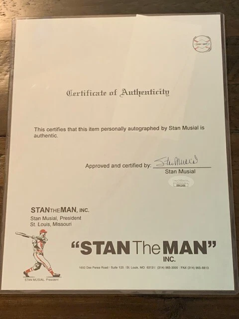 Stan Musial Autographed 8.5X11 Lette JSA Authentic - Image 1 of 1