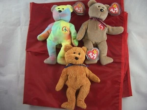 Ty Beanie Babies Peace, Signature & Fuzz Bears - Foto 1 di 2