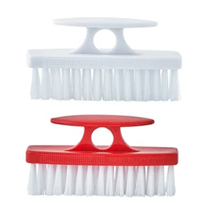 Superio 2er Pack robuster Nagelbürstenreiniger mit Griff, steife Borsten - rot weiß - Bild 1 von 6