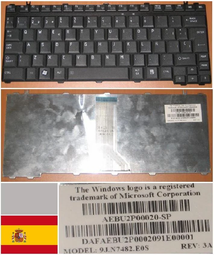 Keyboard qwerty Spanish TOSHIBA A600 M800 9J.N7482.E0S AEBU2P00020-SP - Image 1 of 1