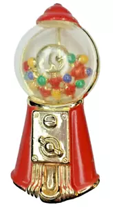 Vintage Retro Red Enamel 1-Cent Penny Gumball Candy Machine 2.5” Brooch Pin AJC - Picture 1 of 5