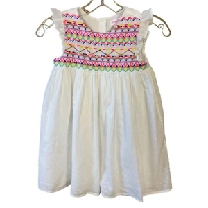 Tommy Bahama Flounce Cap Sleeve White Neon Embroidered Beaded Textured Dress 7 - Picture 1 of 7