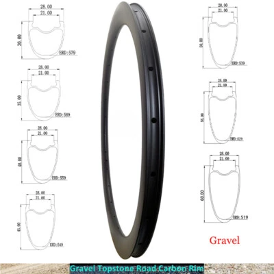 700C 砾石 Topstone 公路自行车碳纤维轮辋 30/35/40/45/50/55/60 毫米 24 28 32 孔 — 第 1/4 张图片