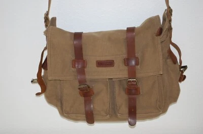Kattee Canvas Bag Leather Straps Unisex Camera Messenger Crossbody Satchel - Image 1 of 4