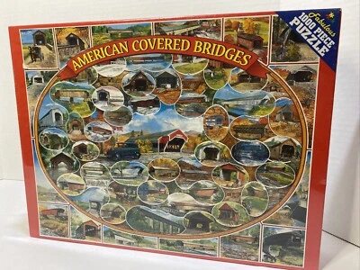 Rompecabezas American Covered Bridges nuevo en caja sellado de colección White Mountain 1000 EE. UU. NY Foto 1 de 4