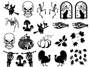 Calcomanías de vidrio fundido negro Halloween otoño 21 piezas 0,75 a 1 pulgada - Imagen 1 de 1