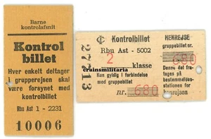 2x orig. Bilet Flaga DSB Kontrolbillet Dania ok. 1960 - Zdjęcie 1 z 2