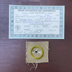 MINT ✨TYPE A SQUARE ✨ SWIMMING PATCH Boy Scouts 1931 Merit Badge CERTIFICATE BSA - Picture 1 of 9