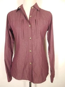 Vented Beautiful Women's Small Exofficio Dark Plum Long Sleeve Button Blouse - Picture 1 of 5