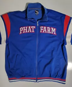 Vintage Phat Farm Full Zip Jacket Mens 3XL Blue Y2K High Collared Retro 90s - Picture 1 of 8