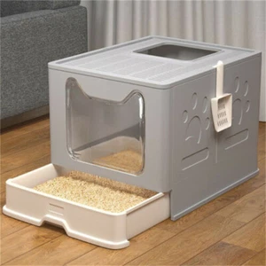 Jumbo Hooded Cat Litter Pan Covered Tray Easy Clean Toilet Enclosed Bottom Tray - Picture 1 of 12