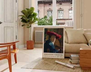 Johannes Vermeer Print, Girl with the Red Hat ca. 1666, Johannes Vermeer Poster, - Picture 1 of 4