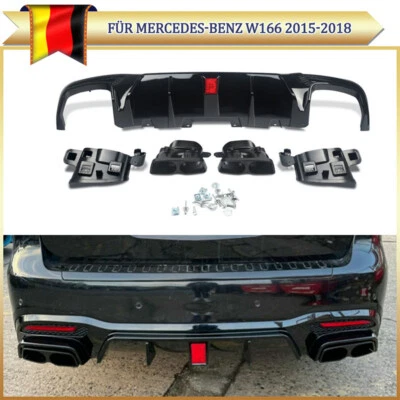 Rear Diffuser Diffuser Black Double Tailpipes For Mercedes GLE W166 X166 15-18 - Image 1 of 4